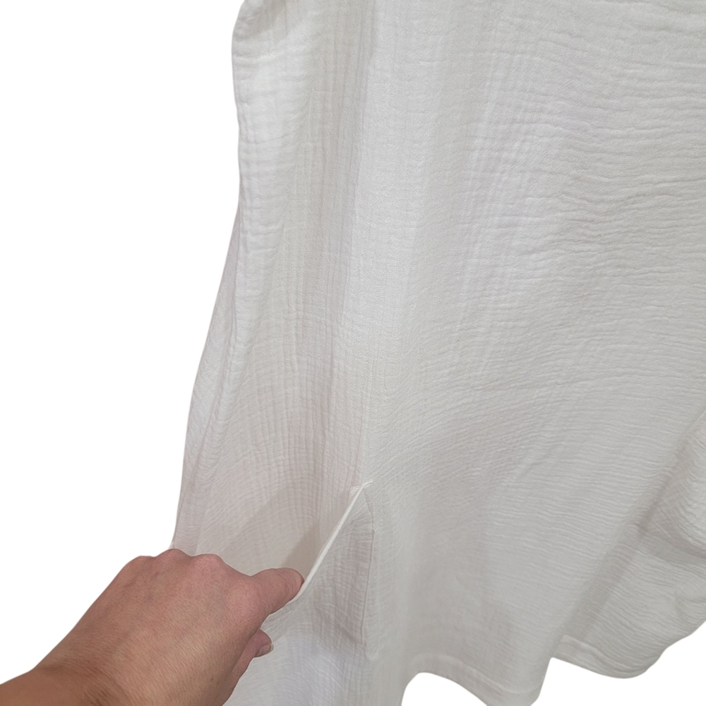 Aimee Kestenberg White Gauzy Waffle-knit Loungewear Cover-up Dress Women’s L - Picture 6 of 16